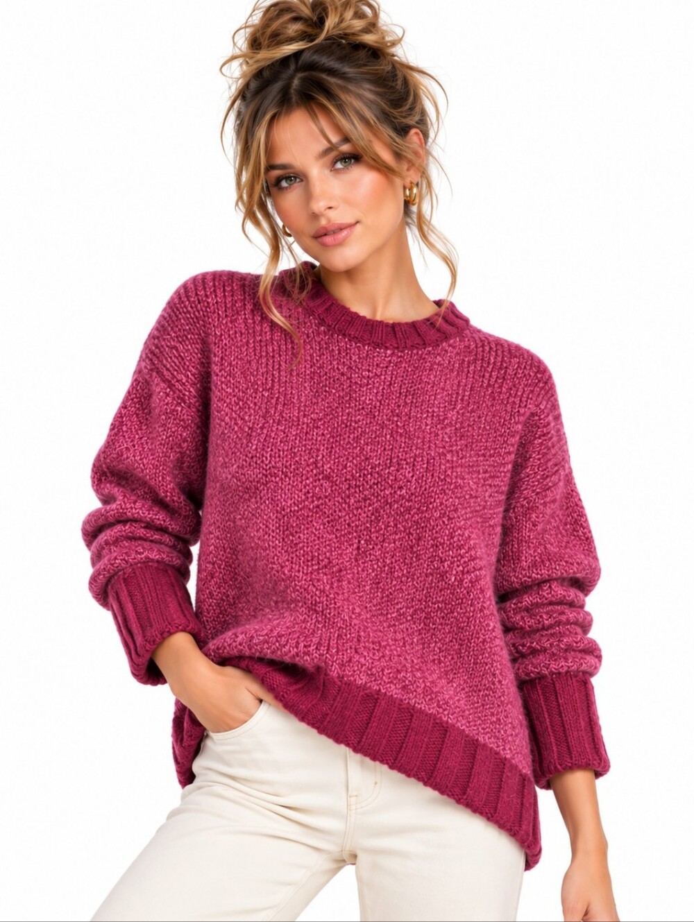 Banana Republic Fluffy Oversized Alpaca Blend Sweater Pink Small